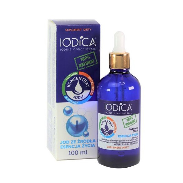 Naturalny koncentrat jodu 100ml Iodica - szkło