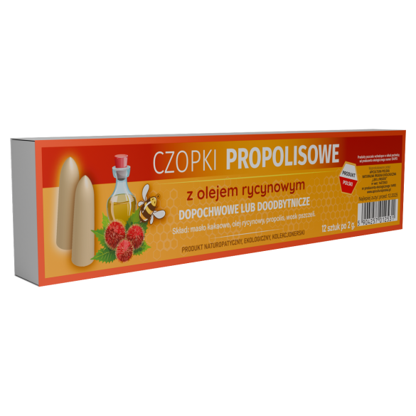 Czopki - globulki propolisowe z olejem rycynowym